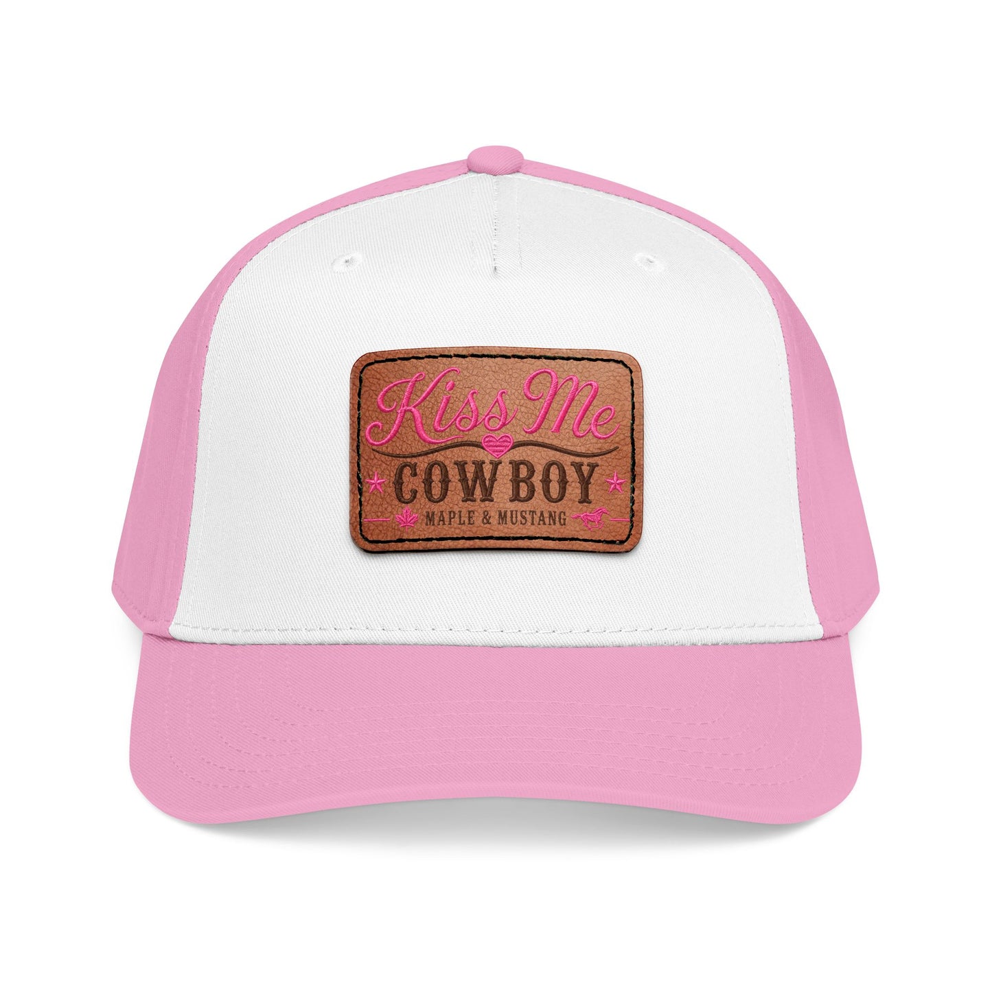 Kiss Me Cowboy Leather Patch Baseball Cap