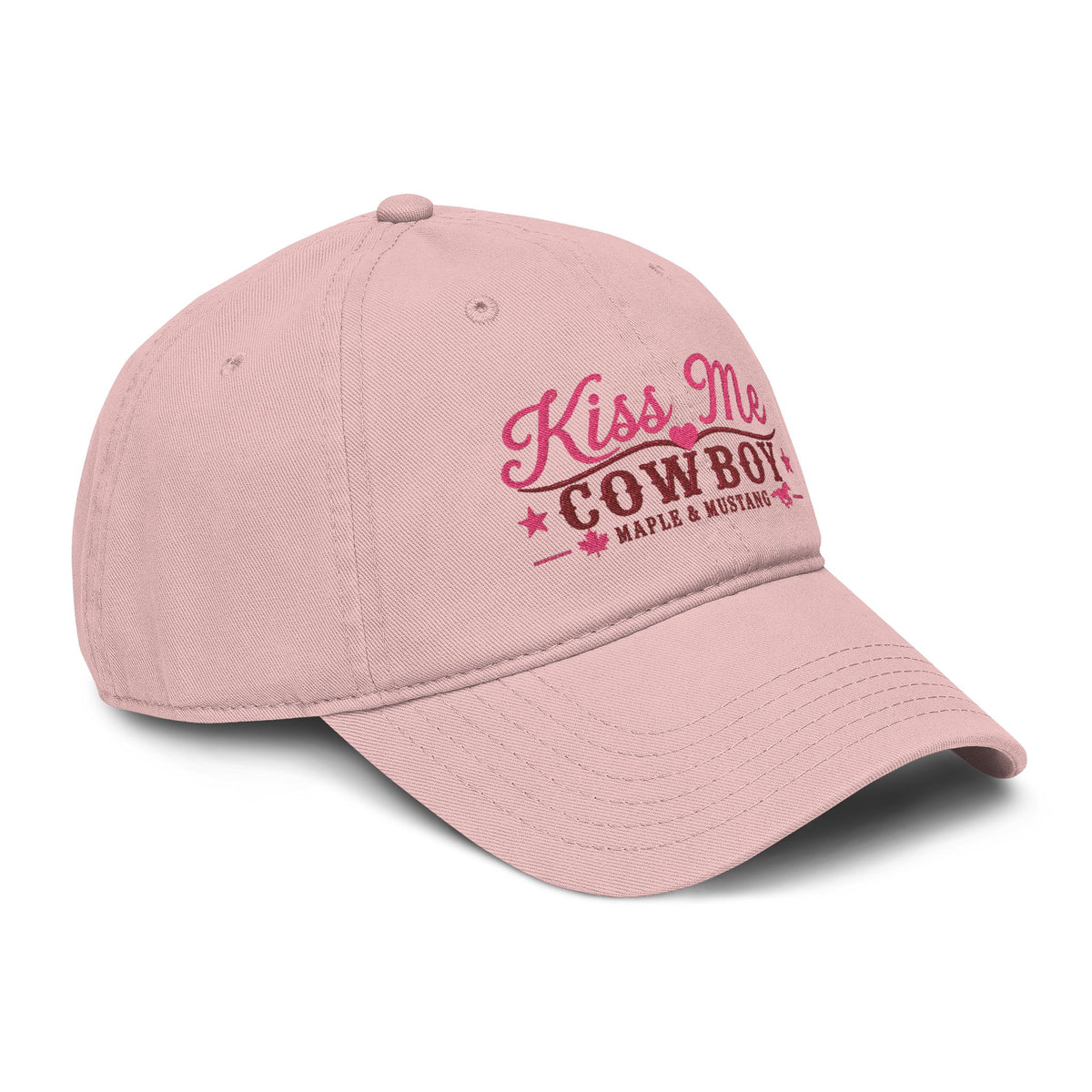 Kiss Me Cowboy Pink Washed Baseball Cap