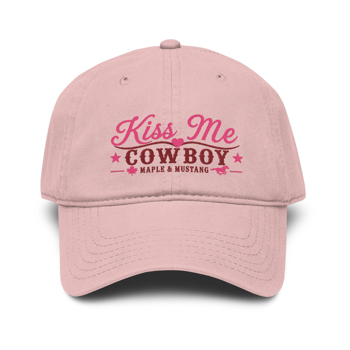 Kiss Me Cowboy Pink Washed Baseball Cap